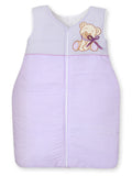 Cotton sleeping bag for children, size M, 6-12 months, TOG 2.5, all-season, Bear with bow lilac