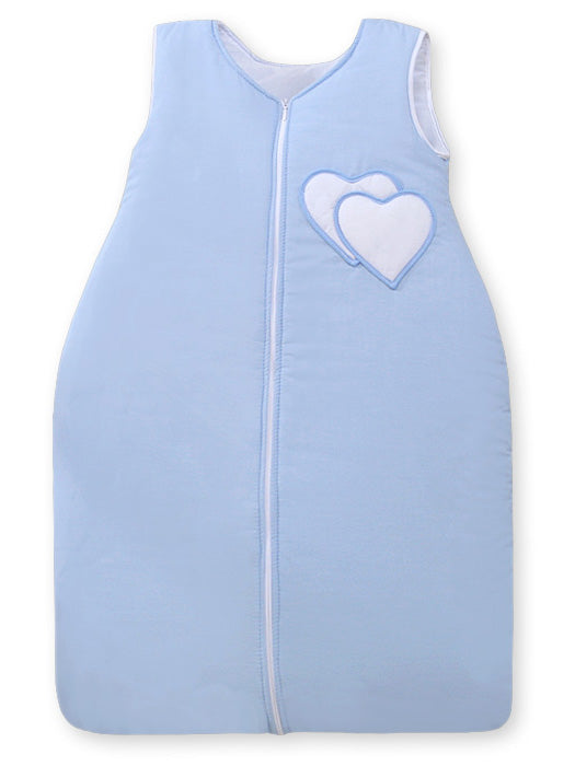 Cotton sleeping bag for children, size M, 6-12 months, TOG 2.5, all-season, hearts blue