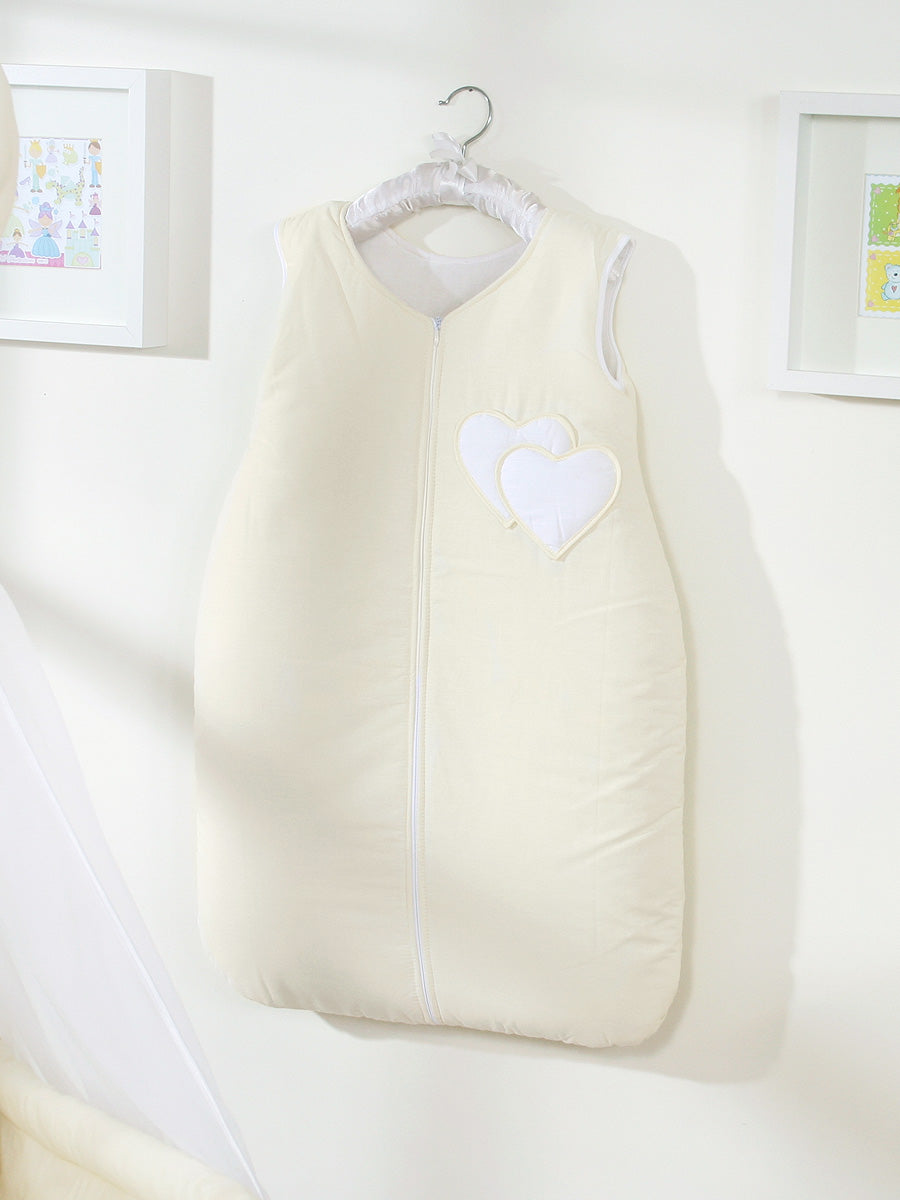 Cotton sleeping bag for children, size M, 6-12 months, TOG 2.5, all-season, hearts cream