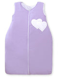 Cotton sleeping bag for children, size M, 6-12 months, TOG 2.5, all-season, hearts lilac