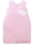 Cotton sleeping bag for children, size M, 6-12 months, TOG 2.5, all-season hearts polka dots on pink