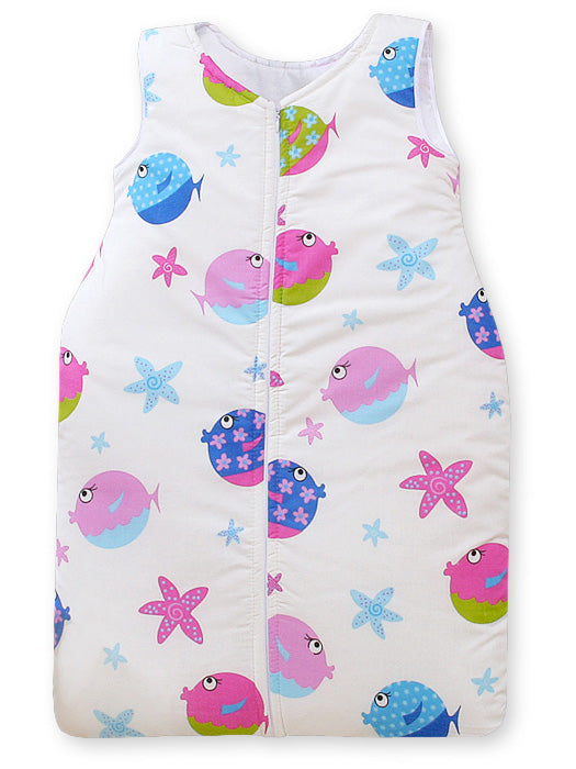 Cotton sleeping bag for children, size M, 6-12 months, TOG 2.5, all-season, little fishes