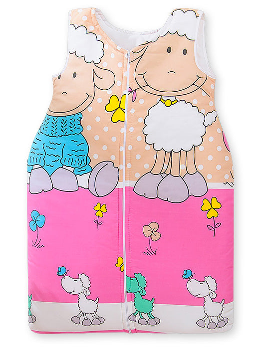 Cotton sleeping bag for children, size M, 6-12 months, TOG 2.5, all-season, Sheeps pink-beige