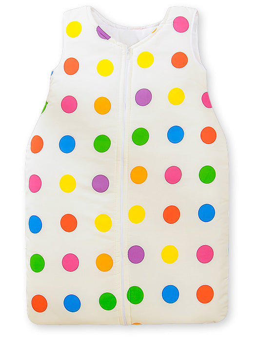 Cotton sleeping bag for children, size M, 6-12 months, TOG 2.5, all-season, dark dots on ecru