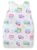 Cotton sleeping bag for children, size M, 6-12 months, TOG 2.5, all-season, Owls on white