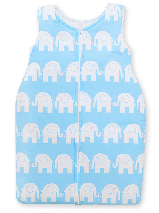 Cotton sleeping bag for children, size M, 6-12 months, TOG 2.5, all-season, Elephants blau