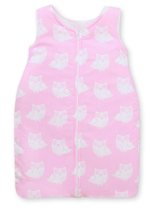 Cotton sleeping bag for children, size M, 6-12 months, TOG 2.5, all-season, Owls pink