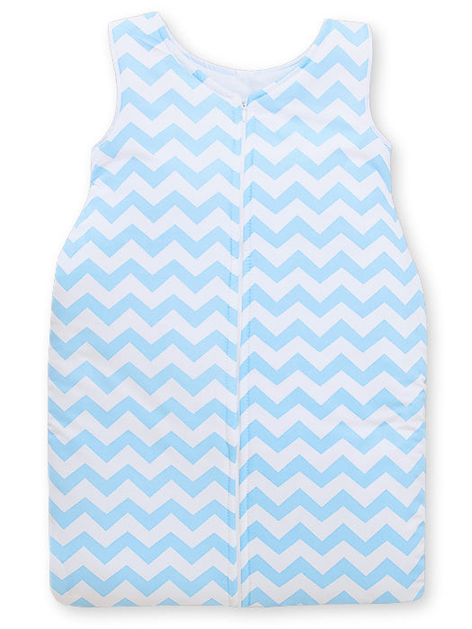 Cotton sleeping bag for children, size M, 6-12 months, TOG 2.5, all-season, Chevron Zigzag blue