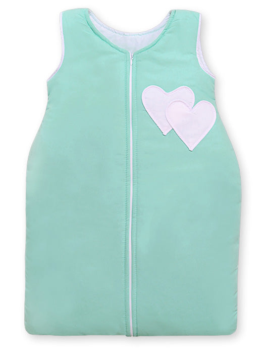 Cotton sleeping bag for children, size M, 6-12 months, TOG 2.5, all-season, hearts mint