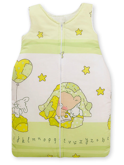 Cotton sleeping bag for children, size M, 6-12 months, TOG 2.5, all-season, teddy bear green