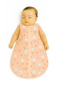 Cotton baby sleeping bag S 0-6 months for summer TOG 1.0 - ballerina bunnies in pink