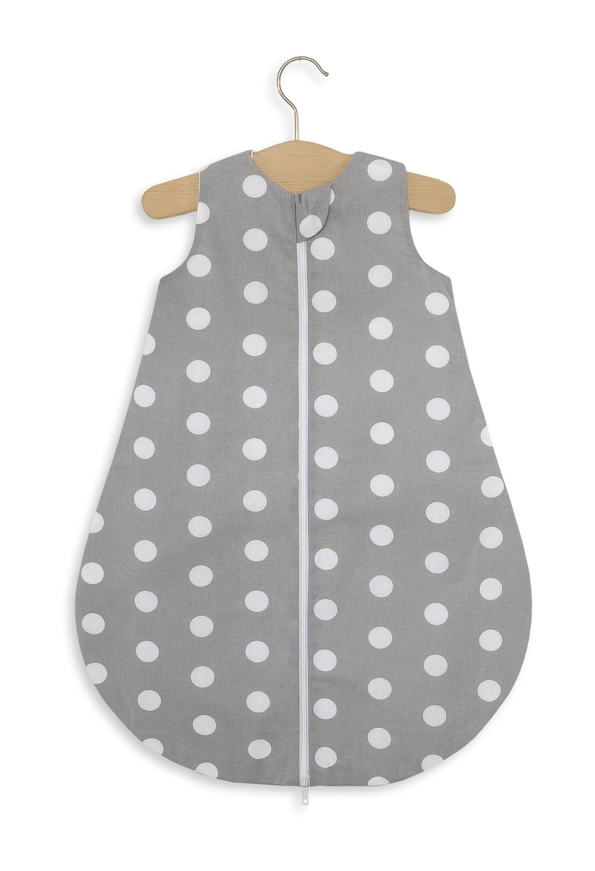 Cotton baby sleeping bag S 0-6 months for summer TOG 1.0 - polka dots on grey