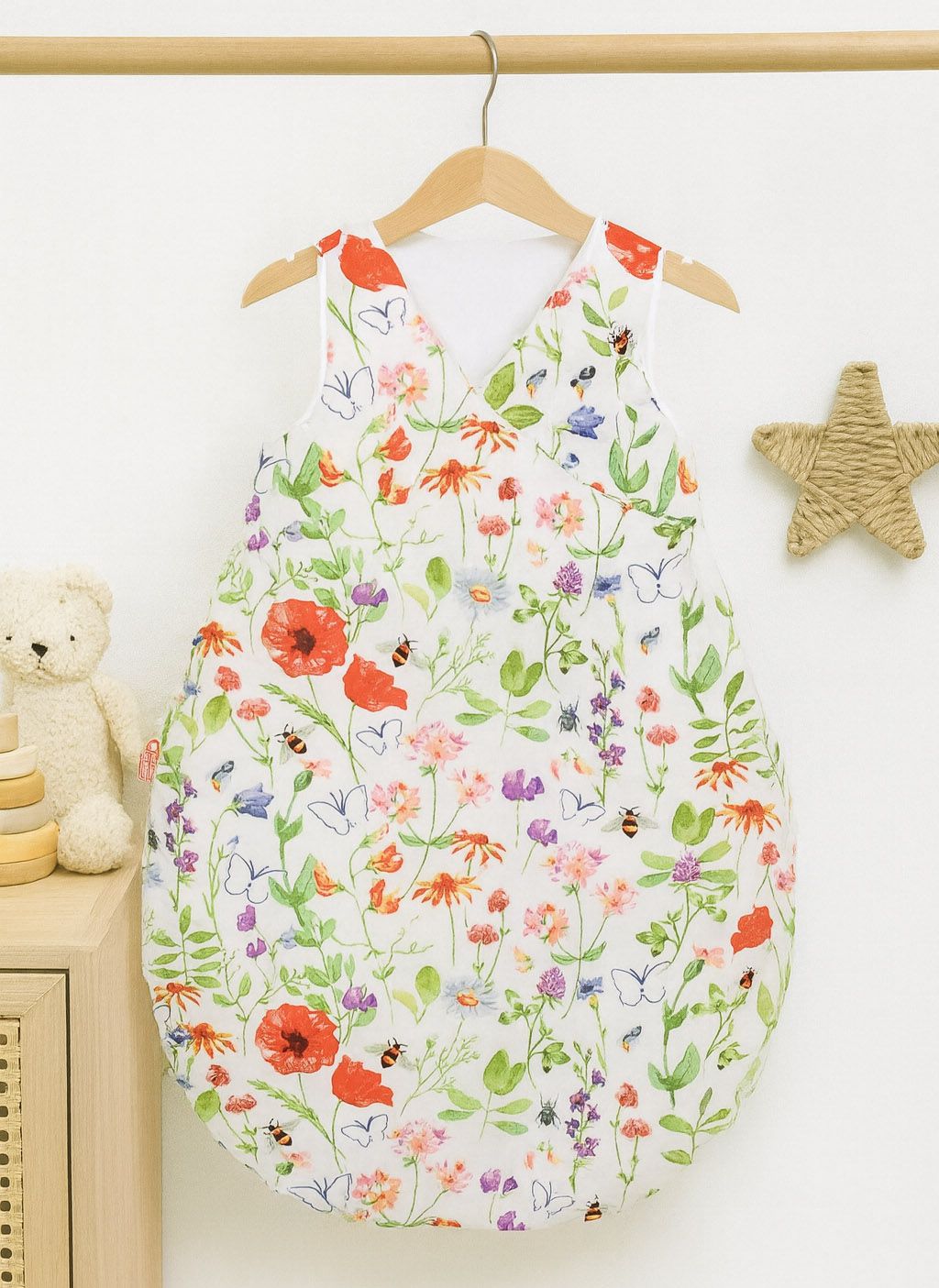 Cotton sleeping bag for children, size M, 3-12 months, TOG 2.5, all-season - meadow