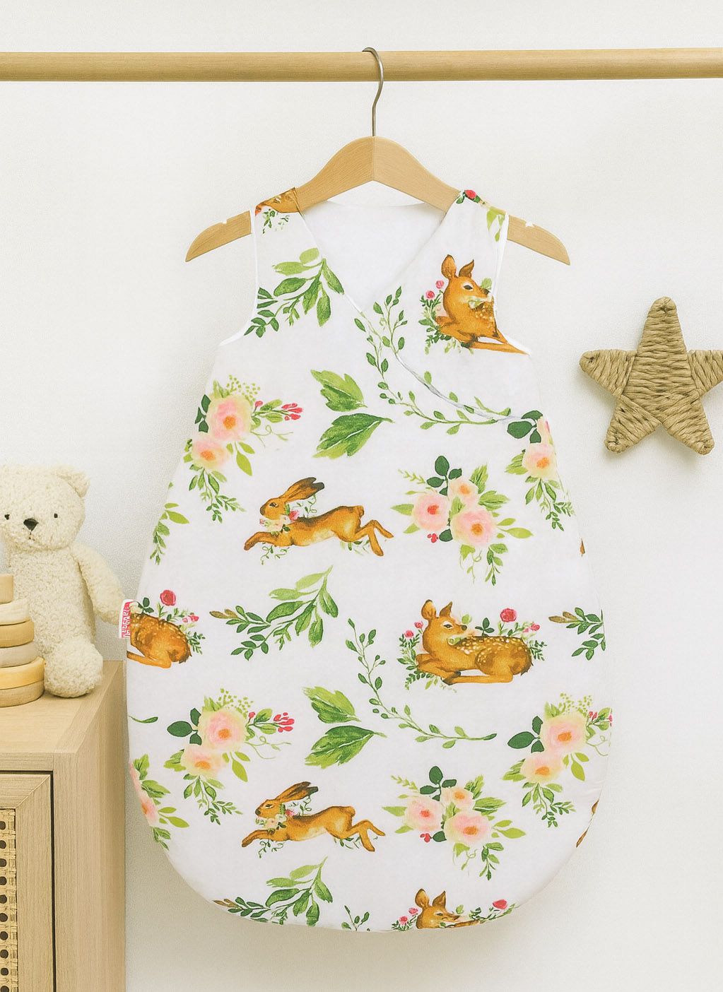 Cotton sleeping bag for children, size M, 3-12 months, TOG 2.5, all-season - in the forest