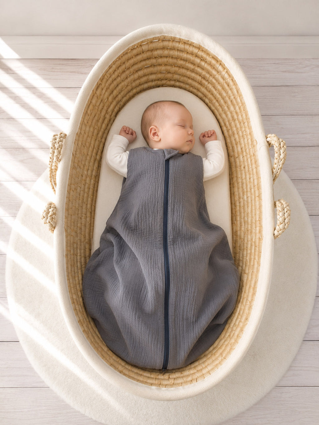 Muslin baby sleeping bag 6-12 months M for summer TOG 1.0 - anthracite