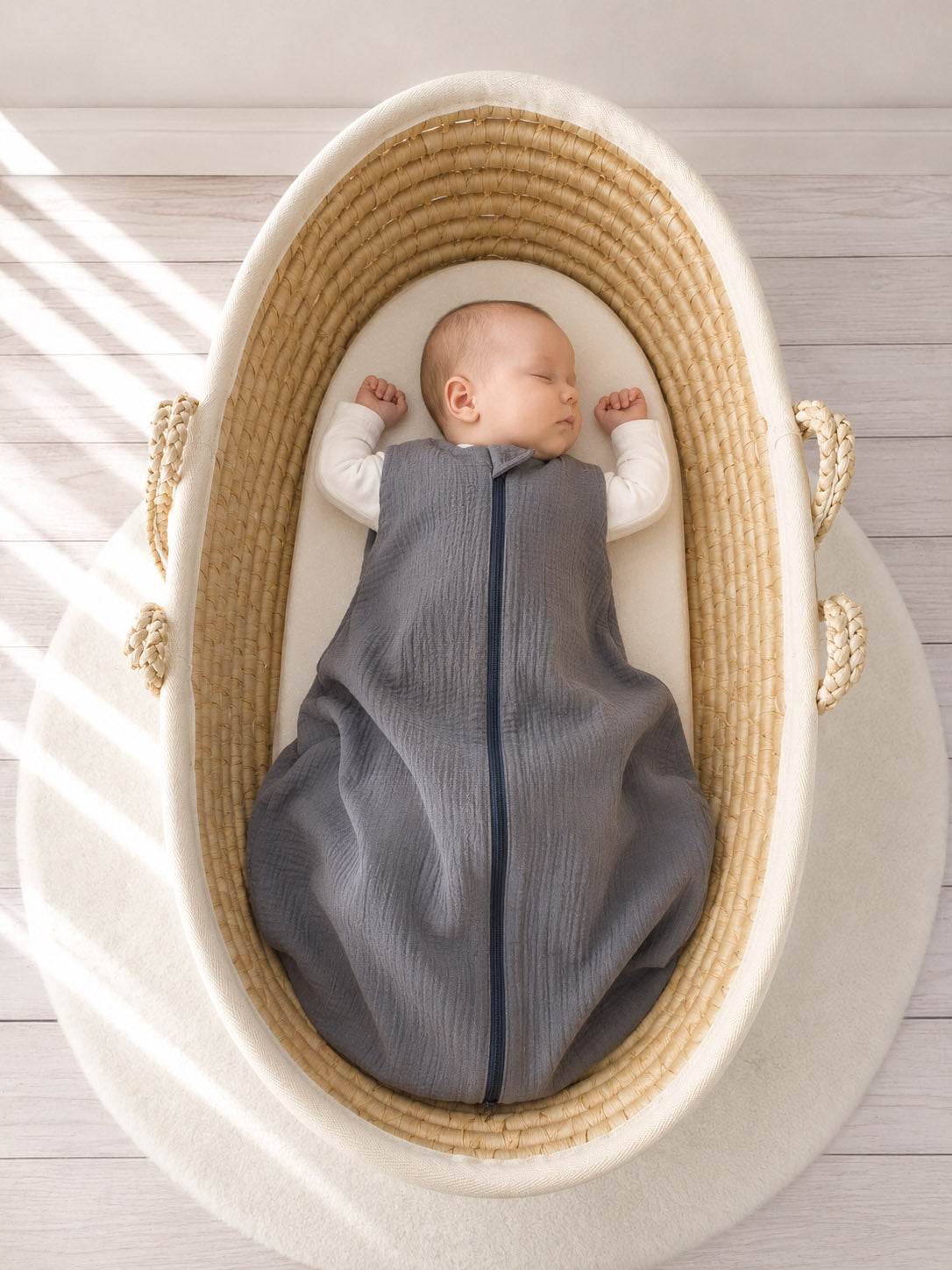 Muslin baby sleeping bag 6-12 months M for summer TOG 1.0 - anthracite