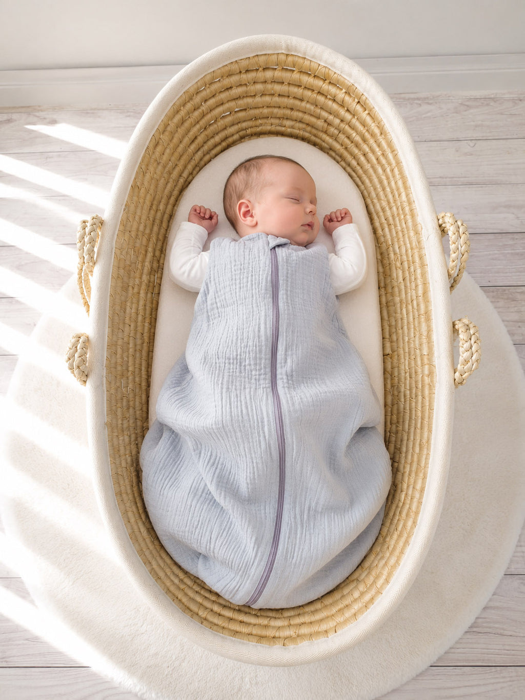 Muslin baby sleeping bag 0-6 months S for summer TOG 1.0 - grey