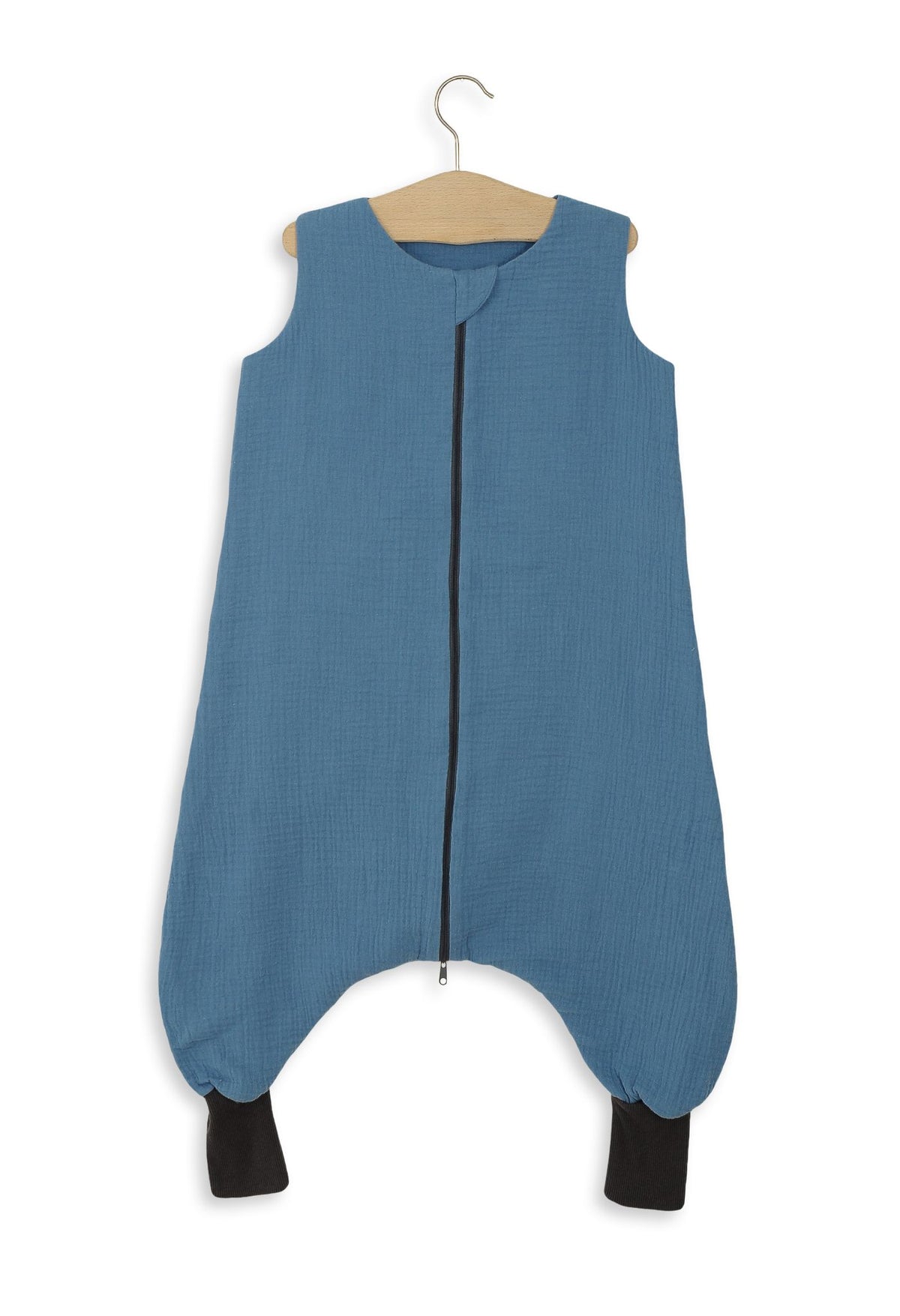 Muslin baby sleeping bag with legs L 9-24 months for summer TOG 1.0 - pastel blue