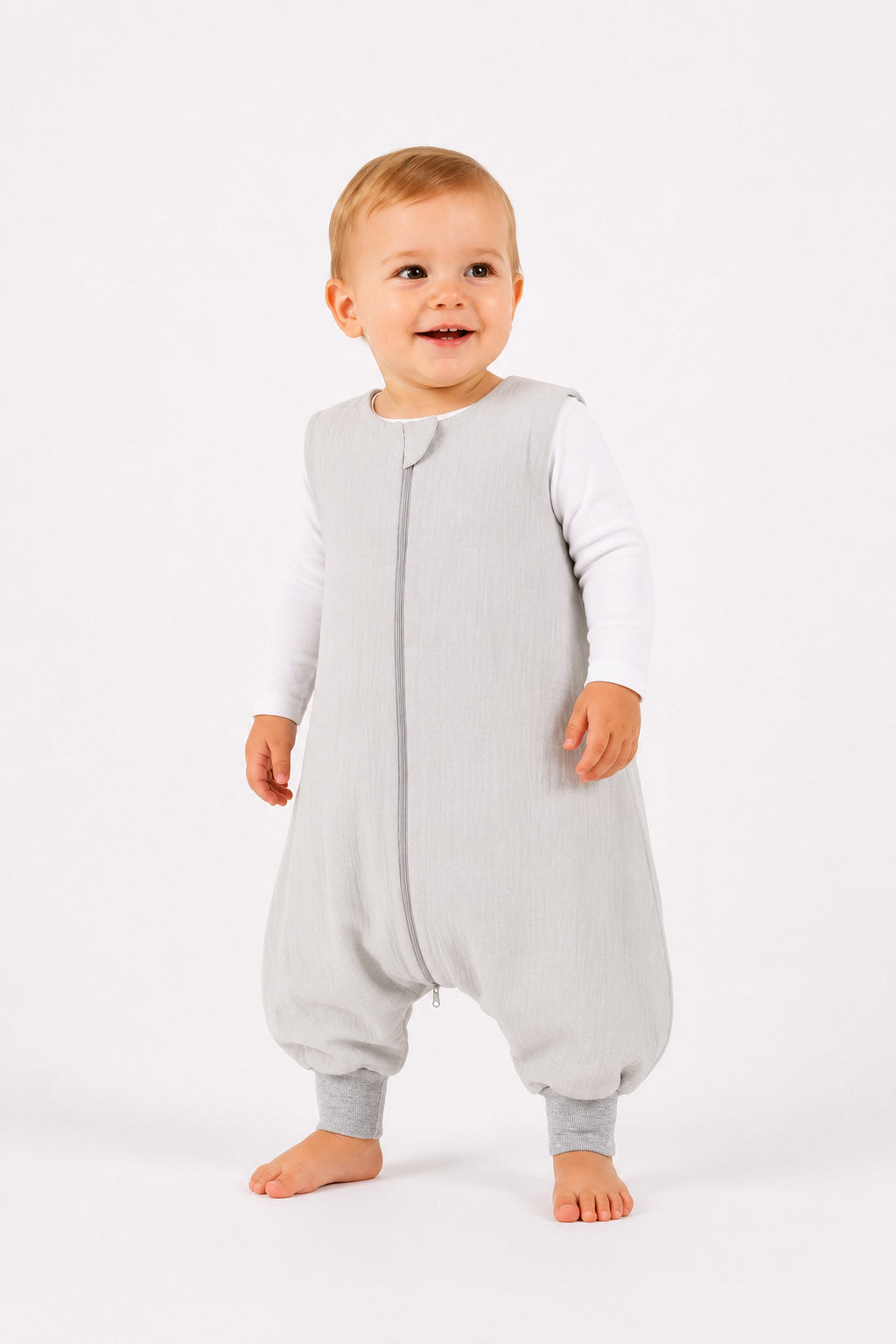 Muslin baby sleeping bag with legs XL 2-4 years for summer TOG 1.0 - grey