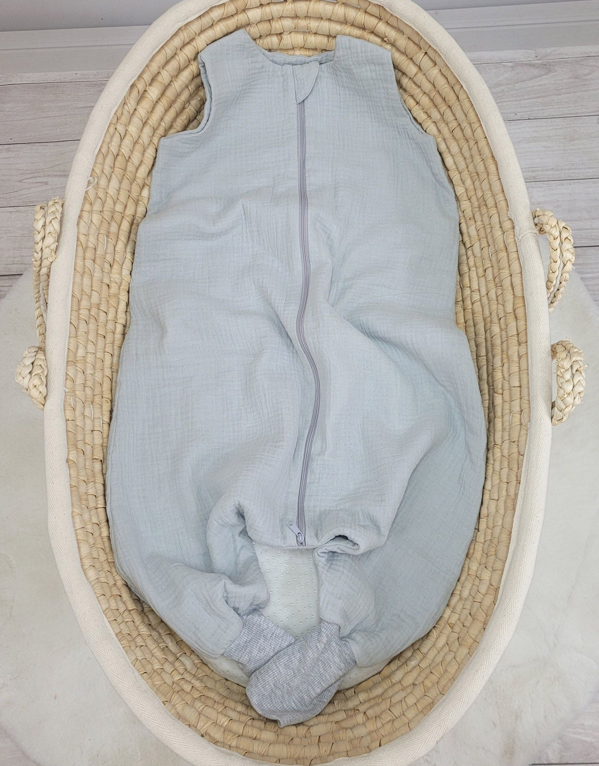 Muslin baby sleeping bag with legs XL 2-4 years for summer TOG 1.0 - grey