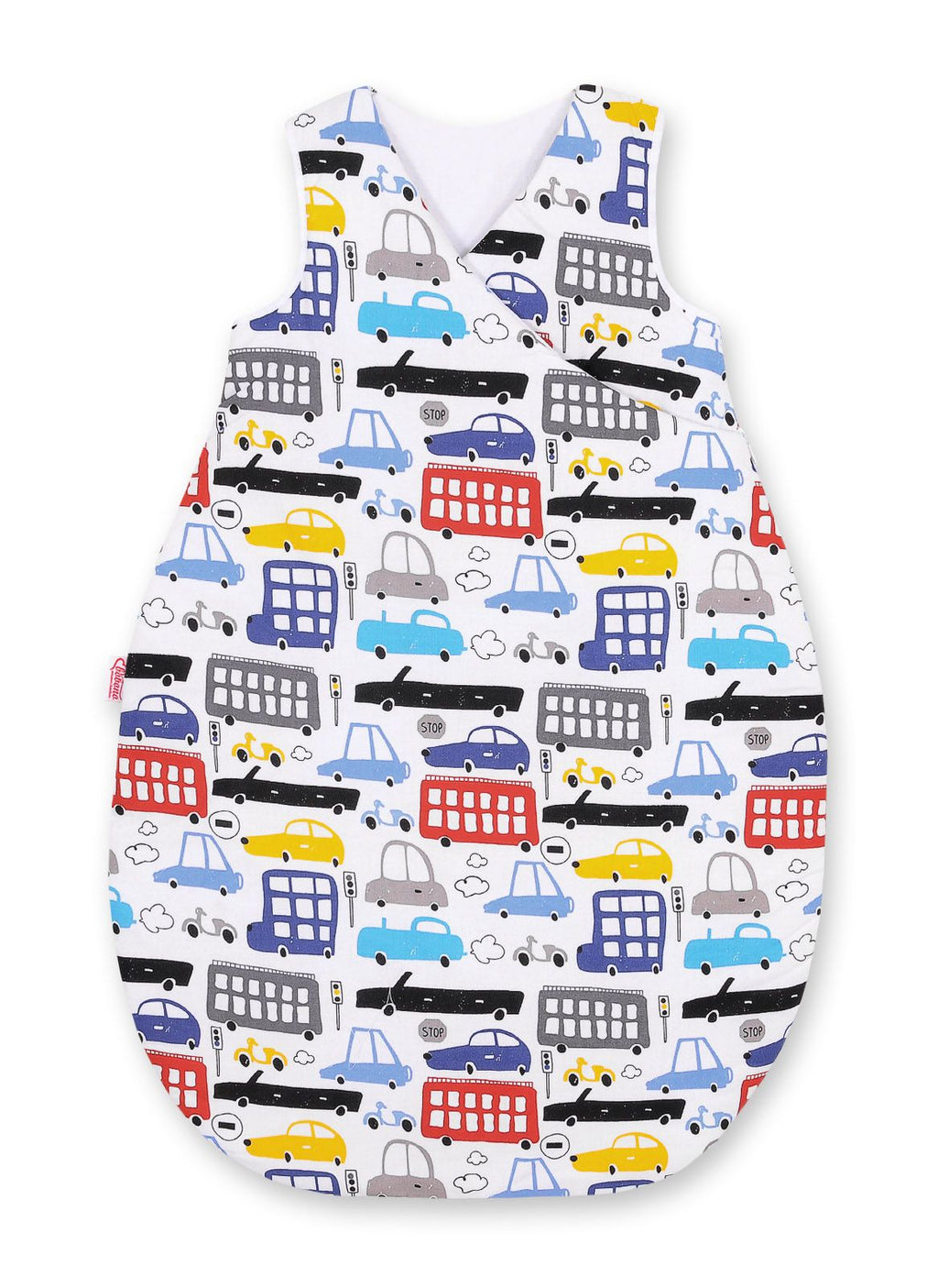 Cotton sleeping bag for children, size M, 3-12 months, TOG 2.5, all-season - colorful cars