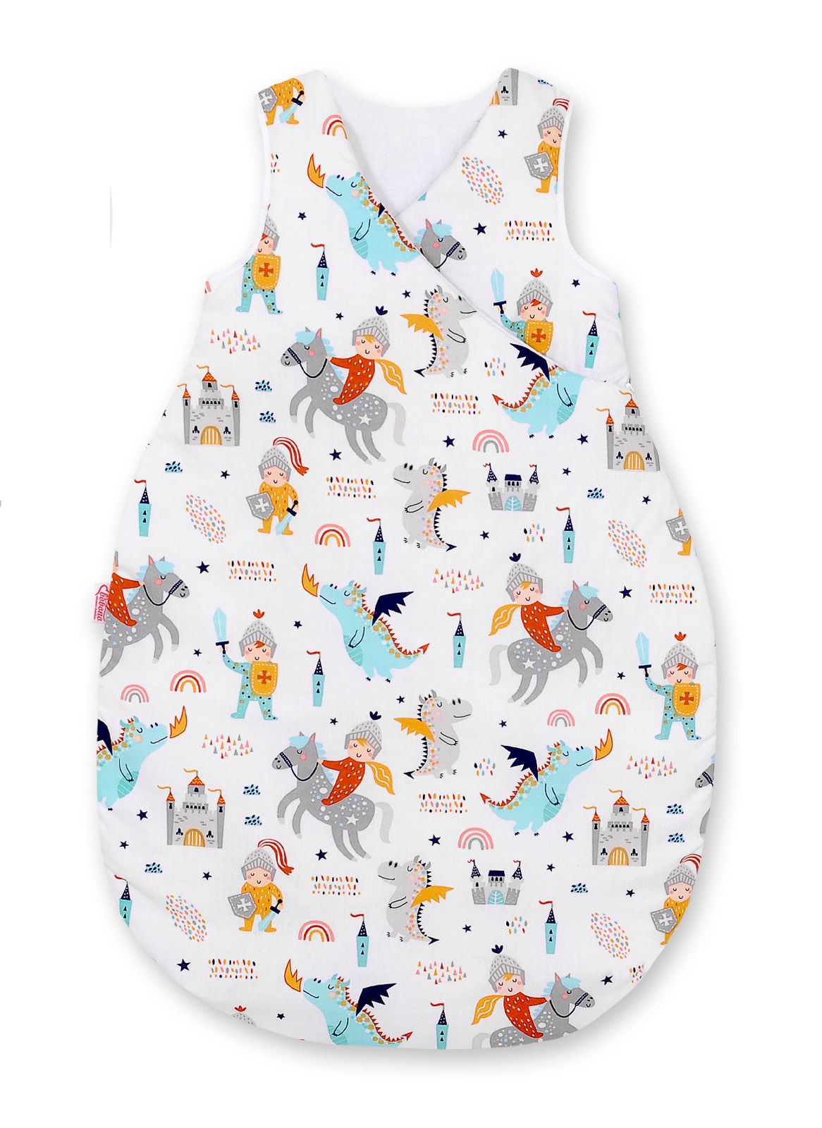 Cotton sleeping bag for children, size M, 3-12 months, TOG 2.5, all-season - knights and dragons