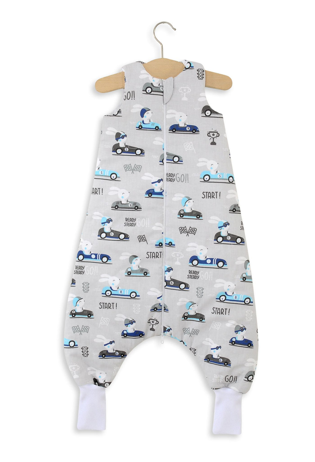 Cotton Baby Sleeping Bag with legs Warm and Cozy L 9-24 months TOG 2.5 - gray rabbits