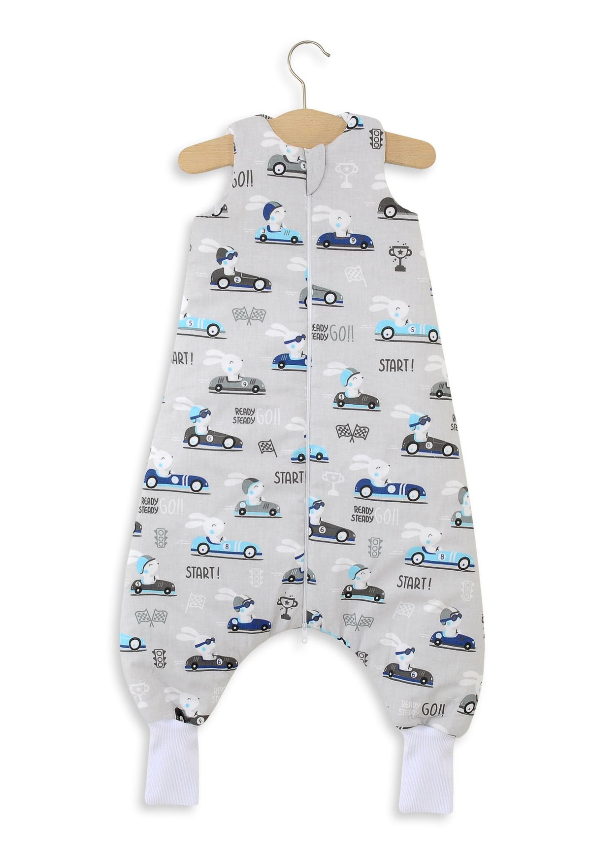 Cotton Baby Sleeping Bag with legs Warm and Cozy L 9-24 months TOG 2.5 - gray rabbits