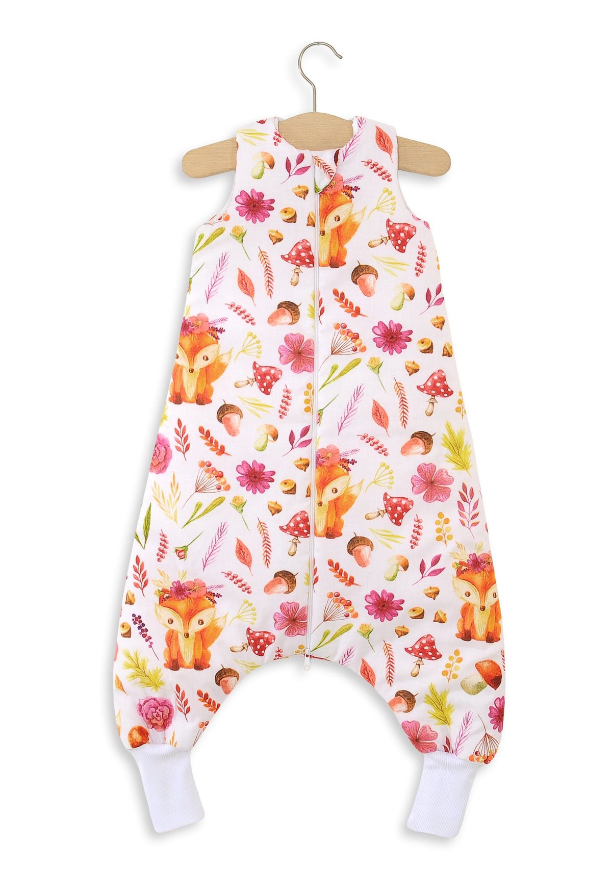 Cotton Baby Sleeping Bag with legs Warm and Cozy L 9-24 months TOG 2.5 - fox in a wreath