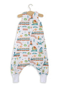 Cotton Baby Sleeping Bag with legs Warm and Cozy L 9-24 months TOG 2.5 - turquoise train