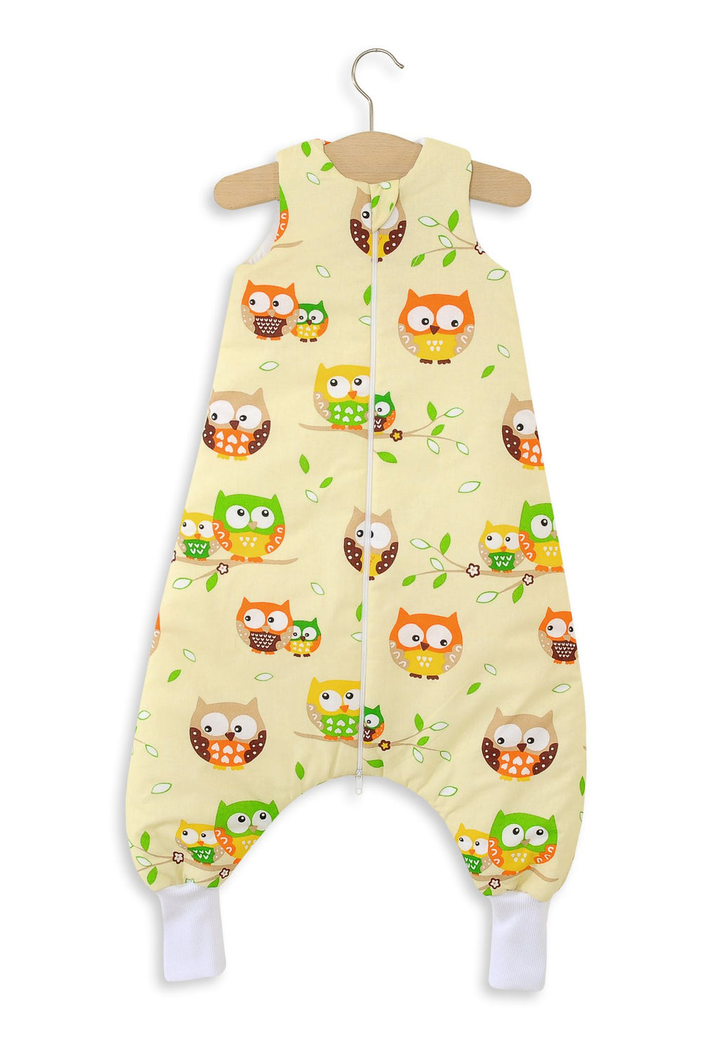 Cotton Baby Sleeping Bag with legs Warm and Cozy L 9-24 months TOG 2.5 - cream owls