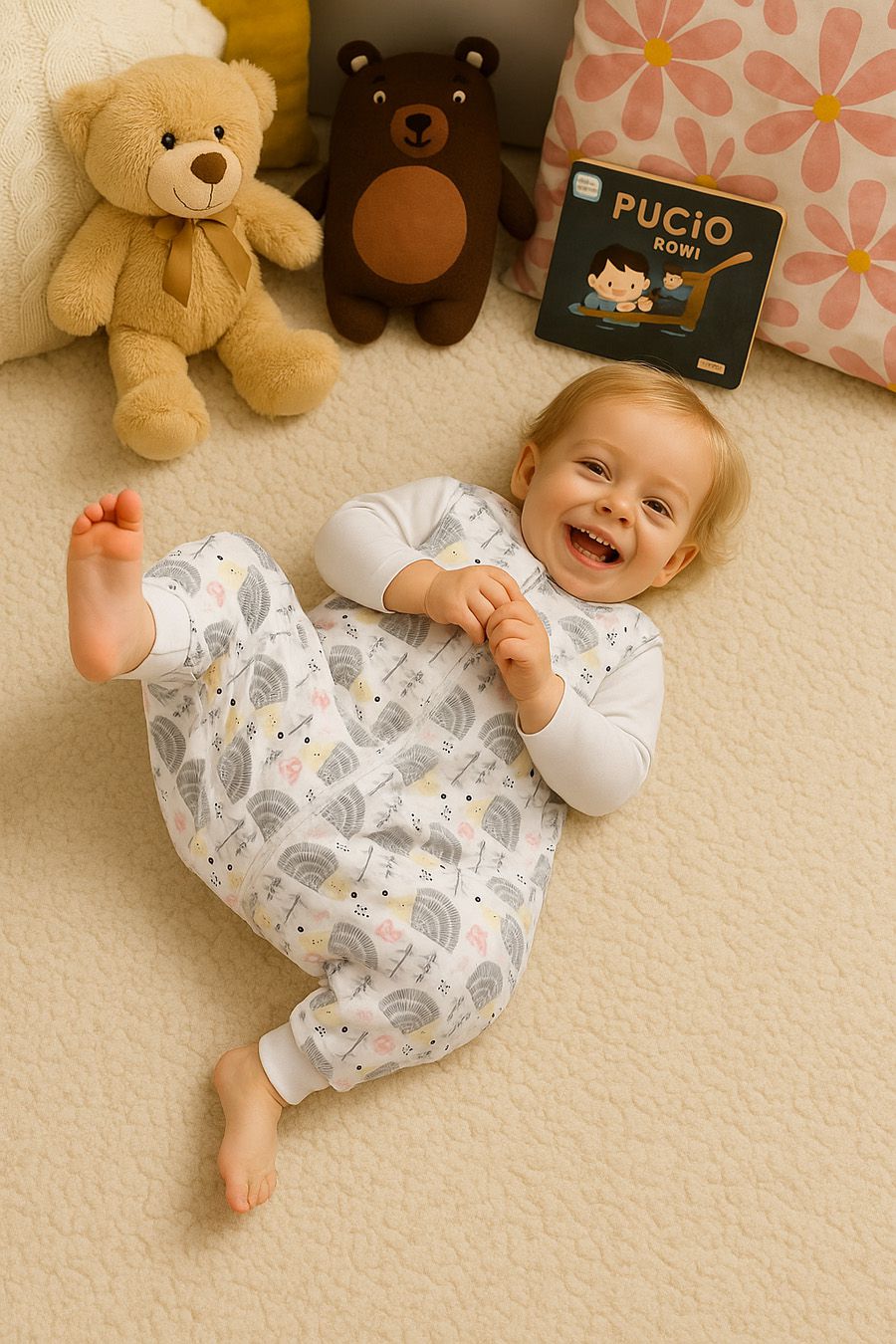 Cotton Baby Sleeping Bag with legs Warm and Cozy L 9-24 months TOG 2.5 - grey hedgehogs