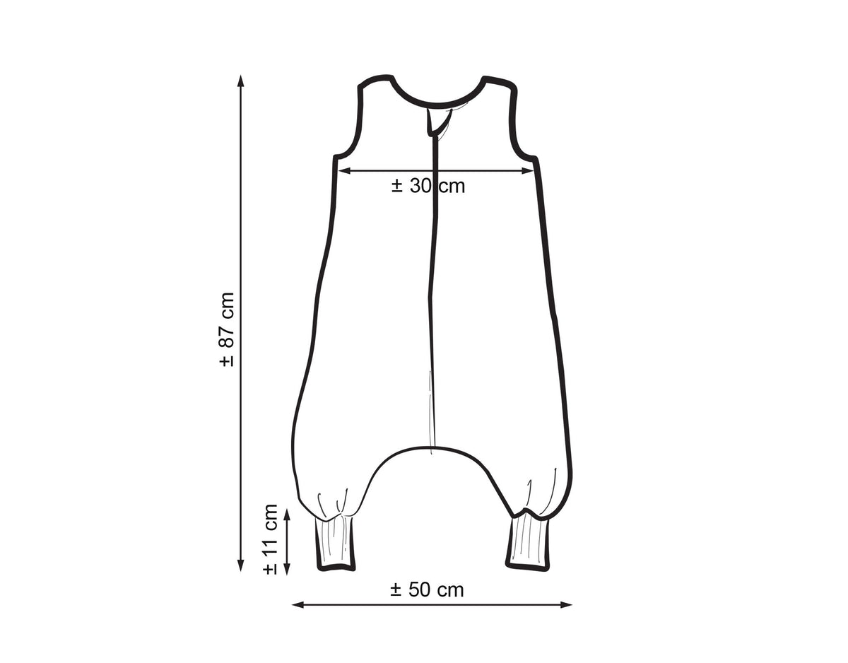 Muslin baby sleeping bag with legs L 9-24 months for summer TOG 1.0 - blue
