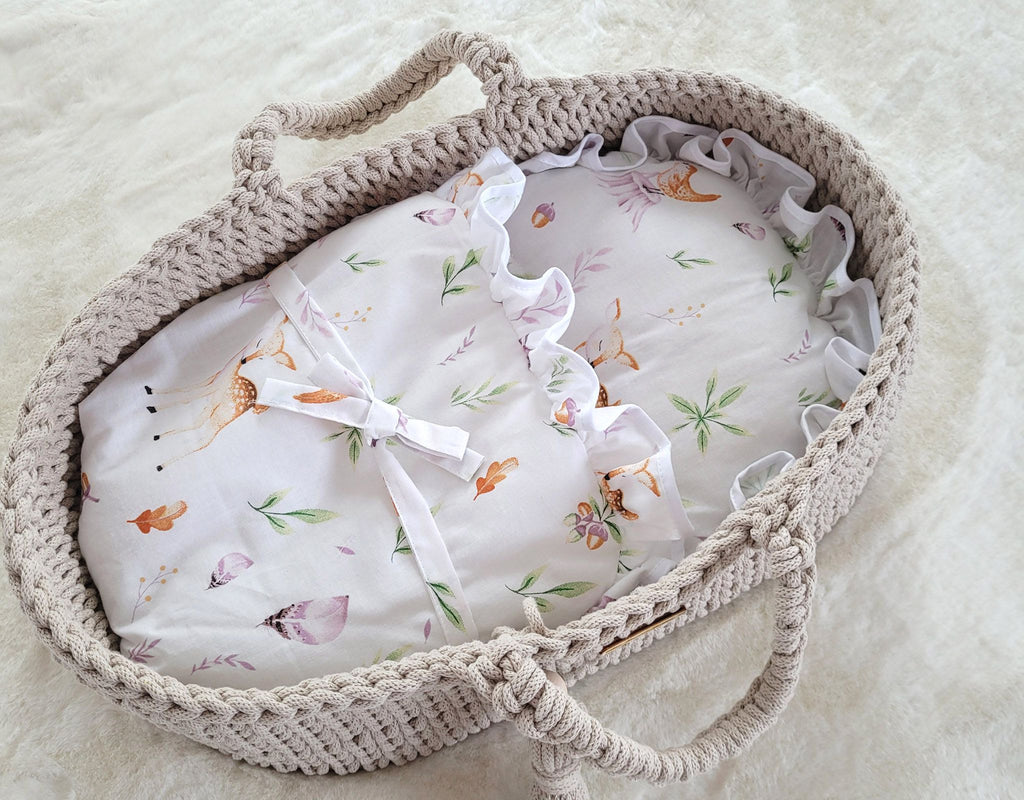 Moses basket BOHO cotton - doll carrier - light beige