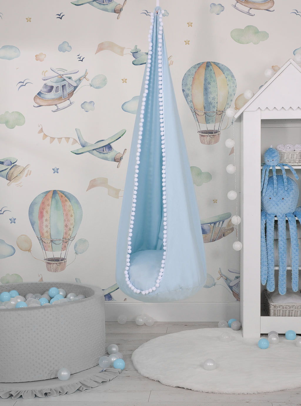 Hanging swing hammock cocoon - blue