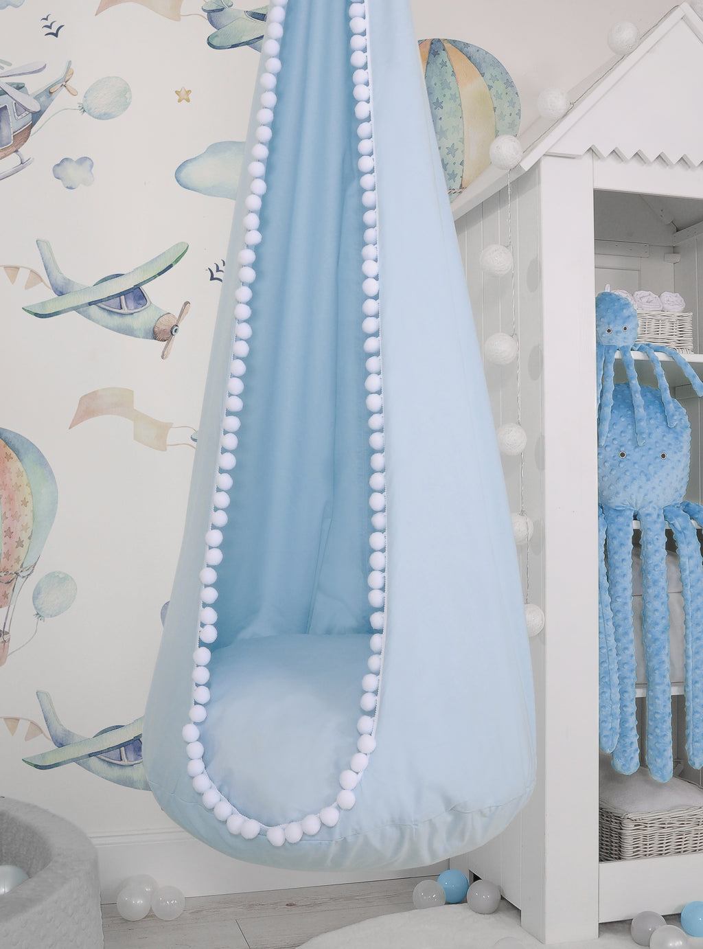 Hanging swing hammock cocoon - blue