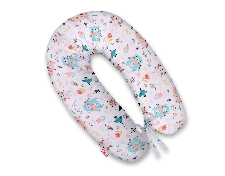 Cotton pillowcase for pregnancy pillow Longer - Blue teddy bears