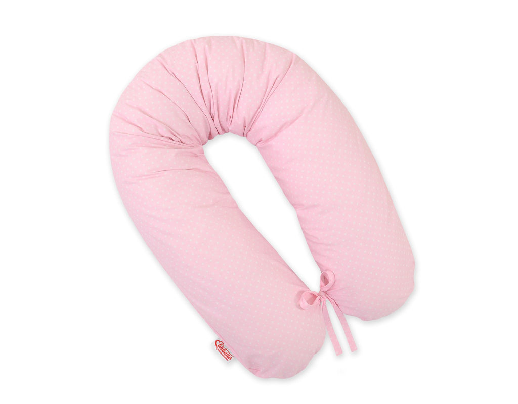 Cotton pillowcase for pregnancy pillow Longer - Dots on pink