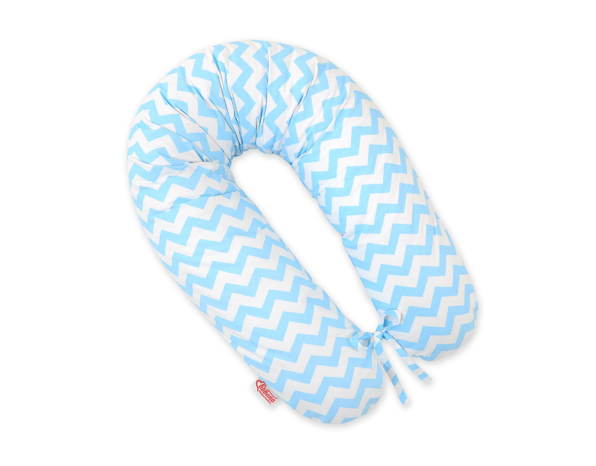 Cotton pillowcase for pregnancy pillow Longer - Chevron blue