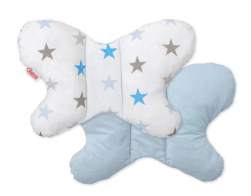 Double-sided anti shock cushion \"BUTTERFLY\" - gray -blue stars