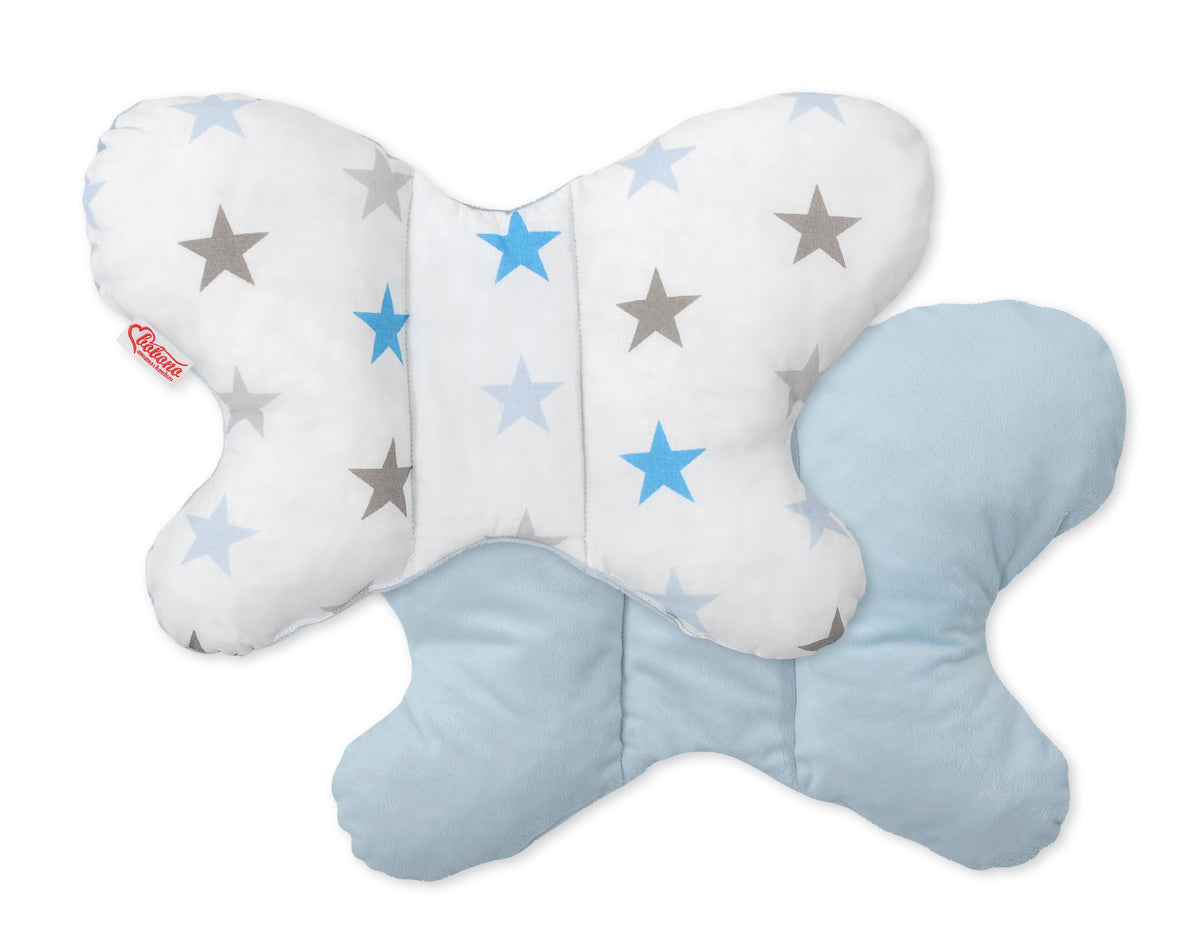 Double-sided anti shock cushion \"BUTTERFLY\" - gray -blue stars