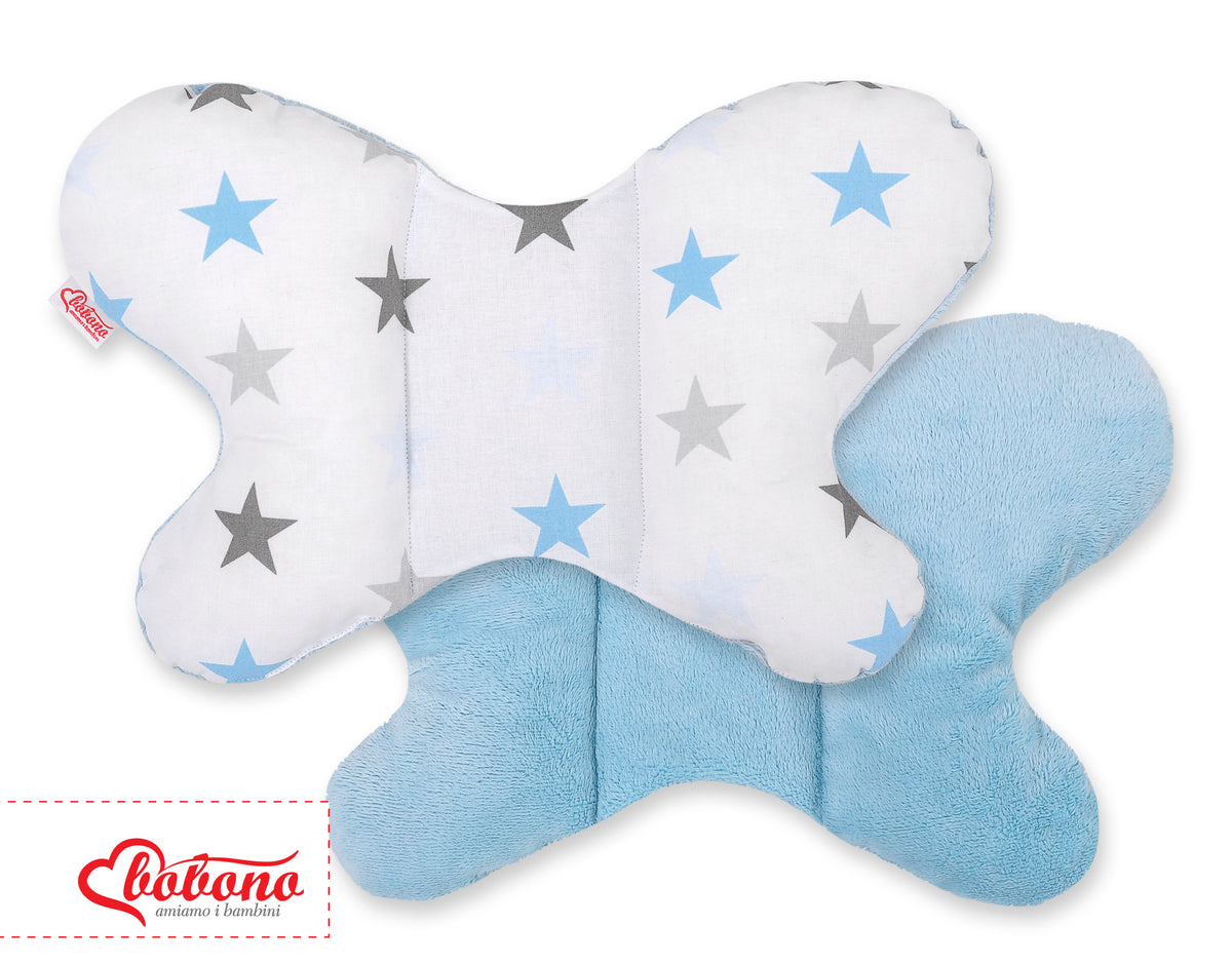 Double-sided anti shock cushion \"BUTTERFLY\" - grey-blue stars/blue