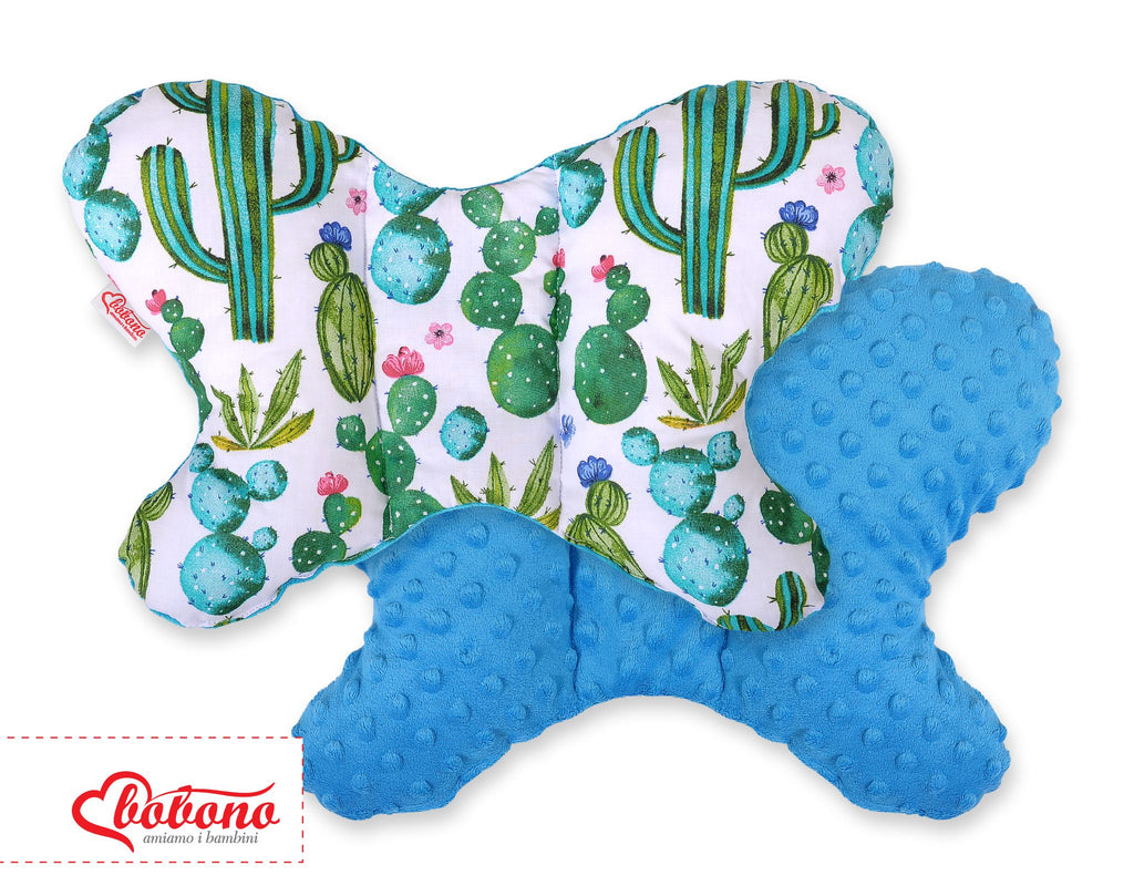 Double-sided anti shock cushion \"BUTTERFLY\" - cactus/turquoise