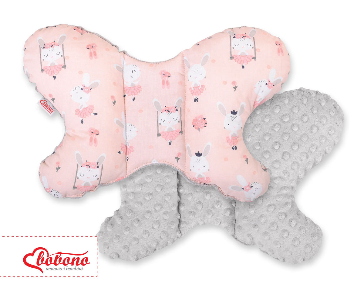 Double-sided anti shock cushion \"BUTTERFLY\" - ballerinas pink/gray