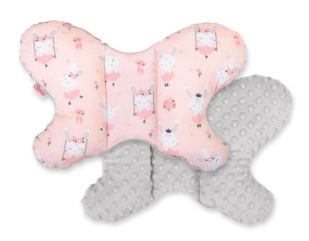 Double-sided anti shock cushion \"BUTTERFLY\" - ballerinas pink/gray