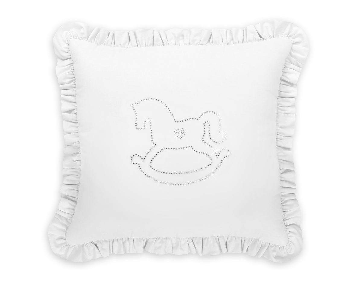 Decorative pillow with application - white