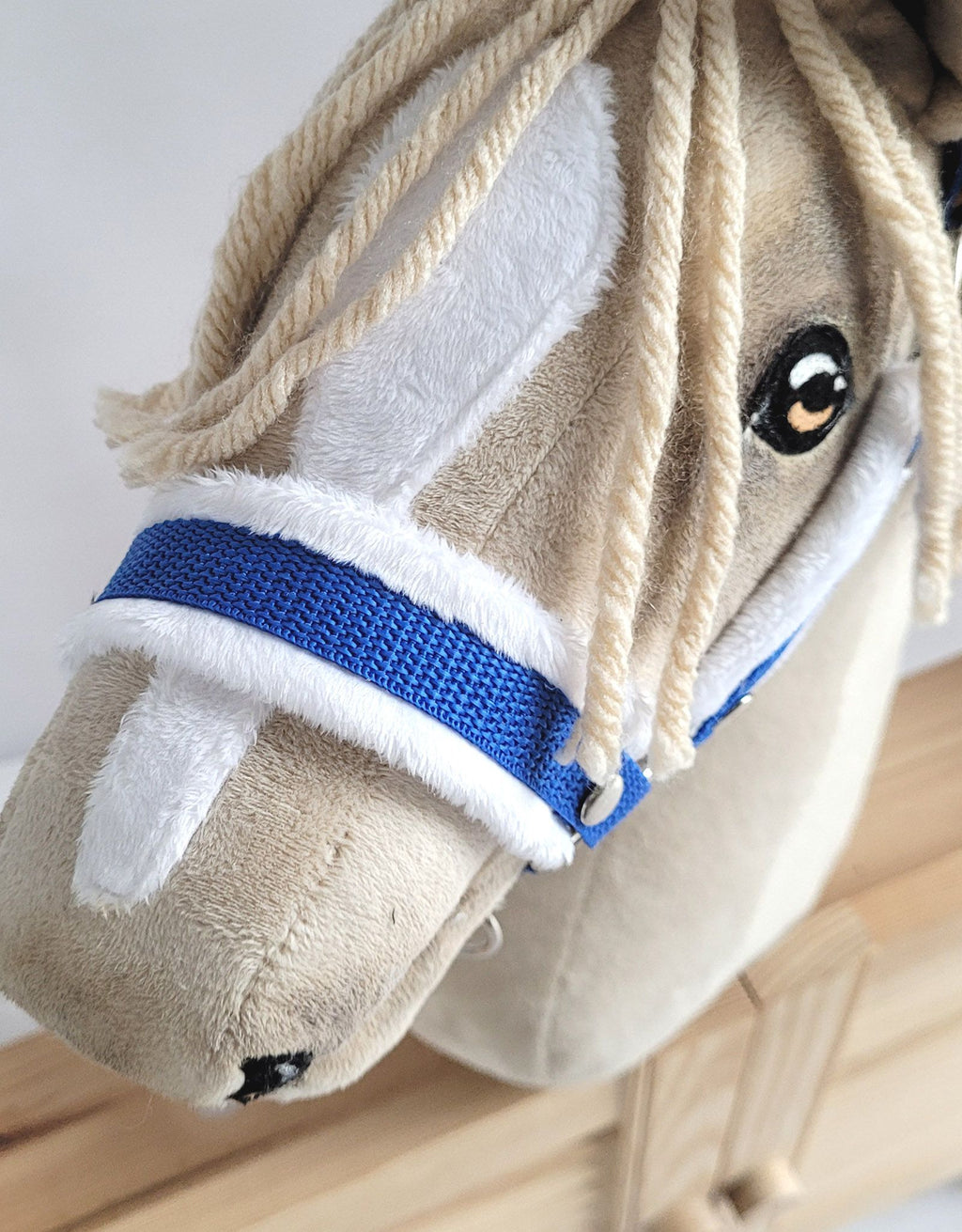 The adjustable halter for Hobby Horse A3 - blue with white furry