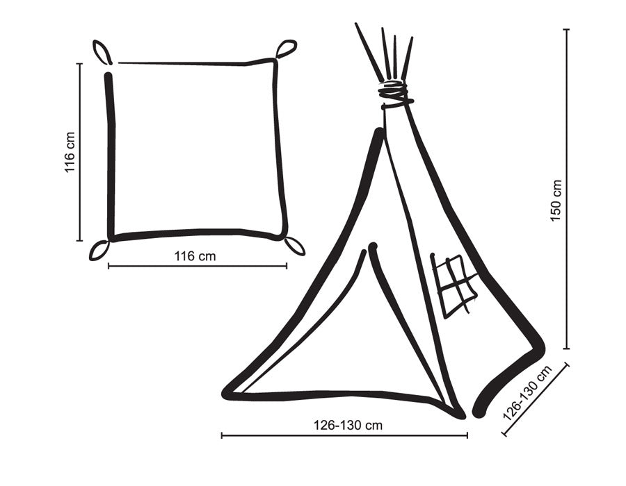 Teepee tent for kids +play mat + decorative feathers - blue