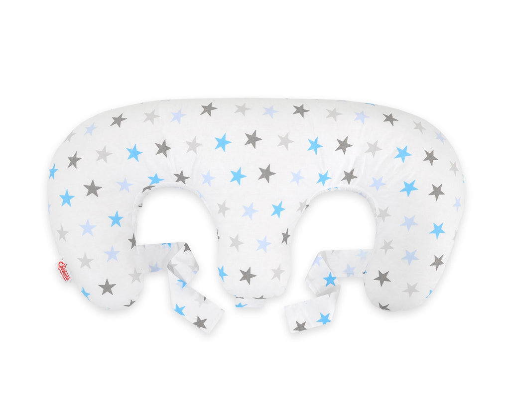 Replacement Cover for Bobono Twin Nursing Pillow – 100% Cotton - Grey-blue stars