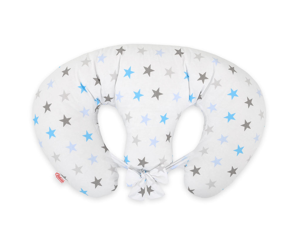 Replacement Cover for Bobono Twin Nursing Pillow – 100% Cotton - Grey-blue stars